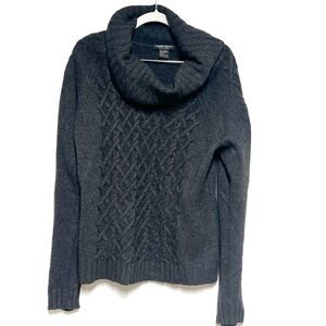 Mariele Waithe 100% Cashmere Chunky Cable knit Cowl gray sweater Sz Women’s L